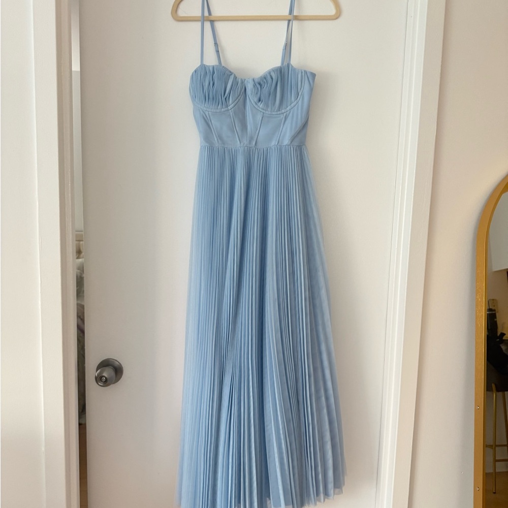 HUTCH AMARA BUSTIER PLEATED TULLE FIT & FLARE MIDI DRESS - Picture 4 of 6